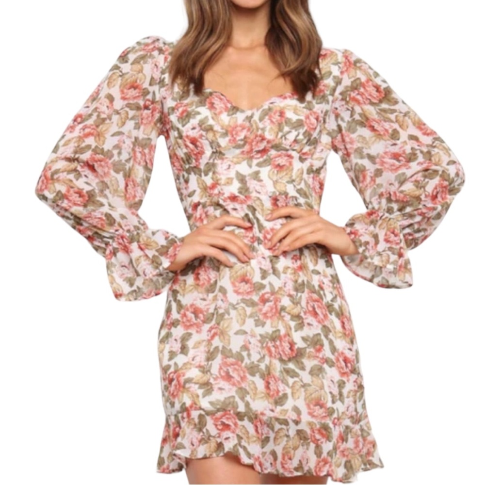 Petal & Pup Floralette Mini Ivory Vintage Floral Print Open Tie Back size 10 NWT